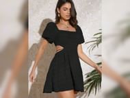 The SHEIN women’s puff sleeve cut-out waist (Image via SHEIN)